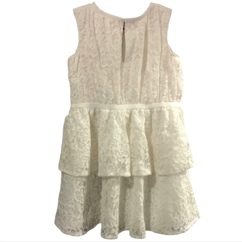 Cat & Jack Elegant Lace Toddler Girls Sleeveless Midi Cream Colored Tiered Dress